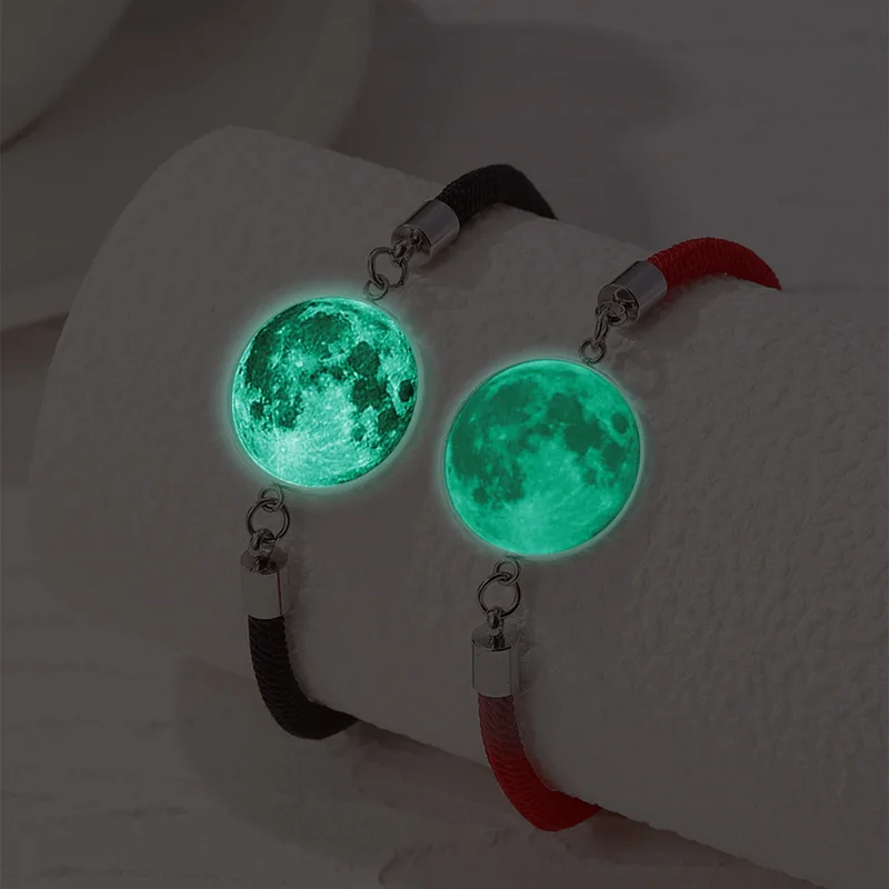 2pcs/set Romantic Luminous Sun Moon Couple Bracelets For Women Men Handmade Braided Rope Lover Matching Bracelet Jewelry Gift