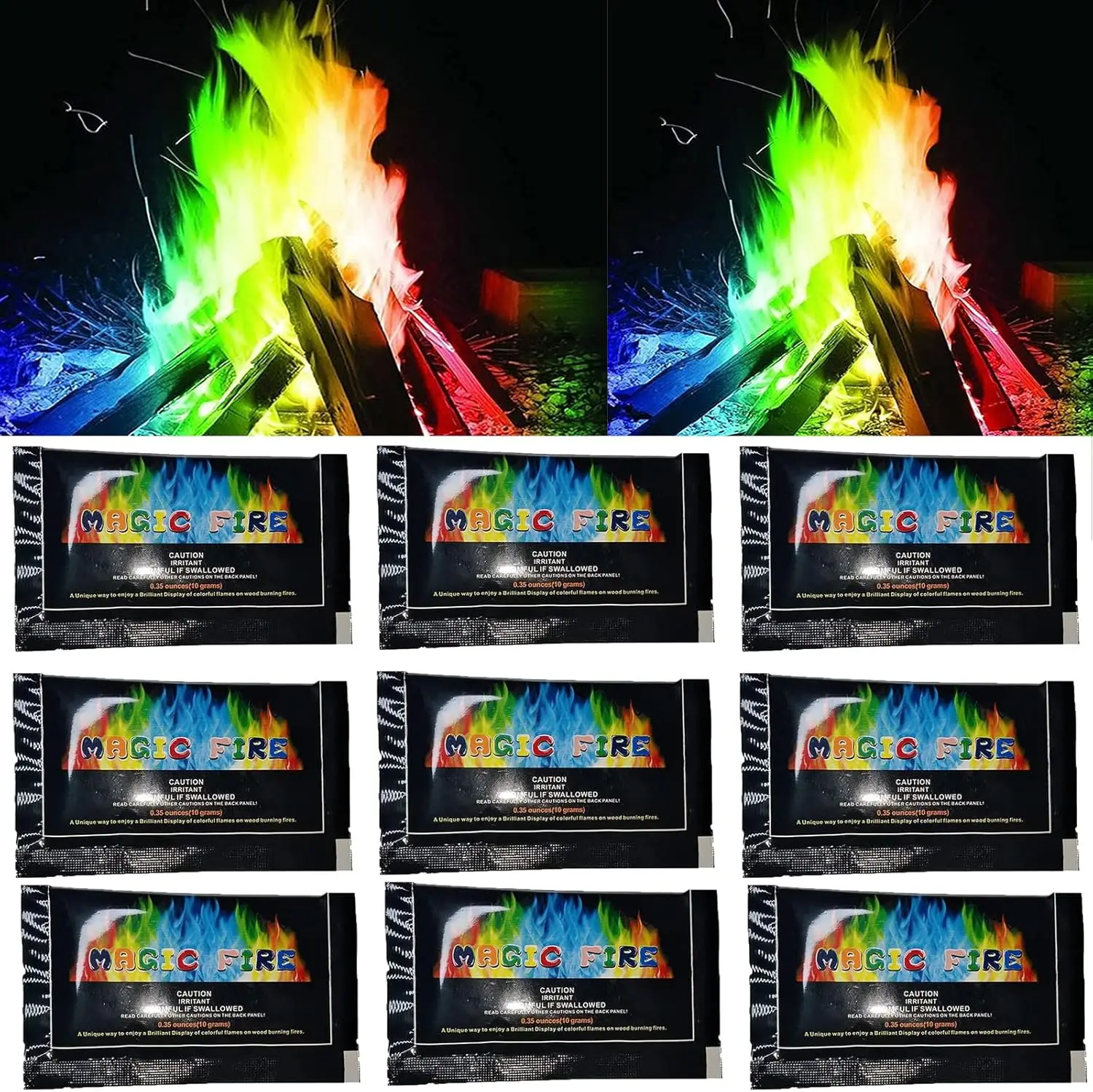 

Mystic Flames Fire Color Changing Packets - Add Magic and Color to Your Fire Pit, Campfire, Bonfire, or Outdoor Fireplace with R