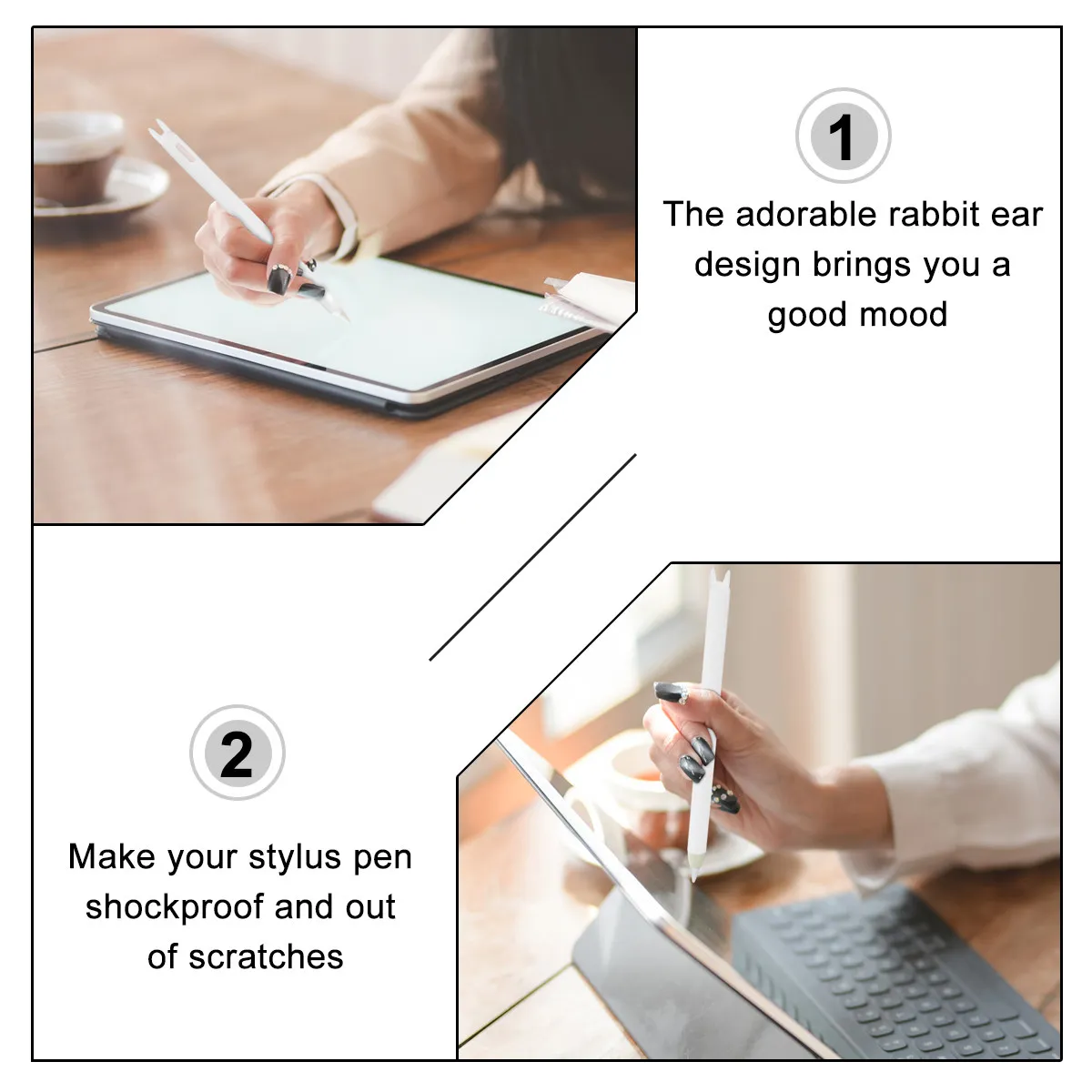 1Pcs Rabbit Ear Pencil Ii Cap Premium Silicone Pen Sleeve Shockproof Anti Dust Care for Nib Adorable Ear Design Convenient