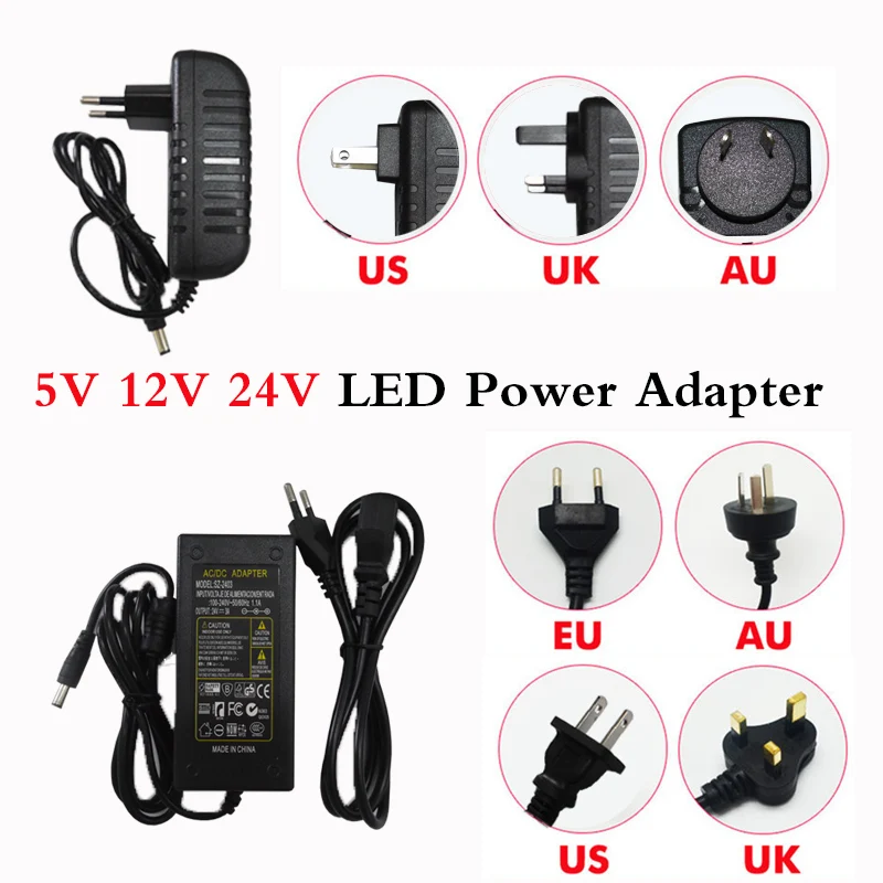 12V 5A  24V 1A  5V 2A 3A 15V 6A 7A 8A 10A LED Power Supply Lighting Transformer Adapter AC 100V 220V To DC For Led Strip CCTV