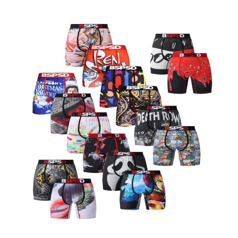 

1Pcs Sexy Men Underwear Breathable Mens Underpants Men's Panties Printed Man Boxershorts Plus Size S-2XL Men Boxer Briefs Trunks