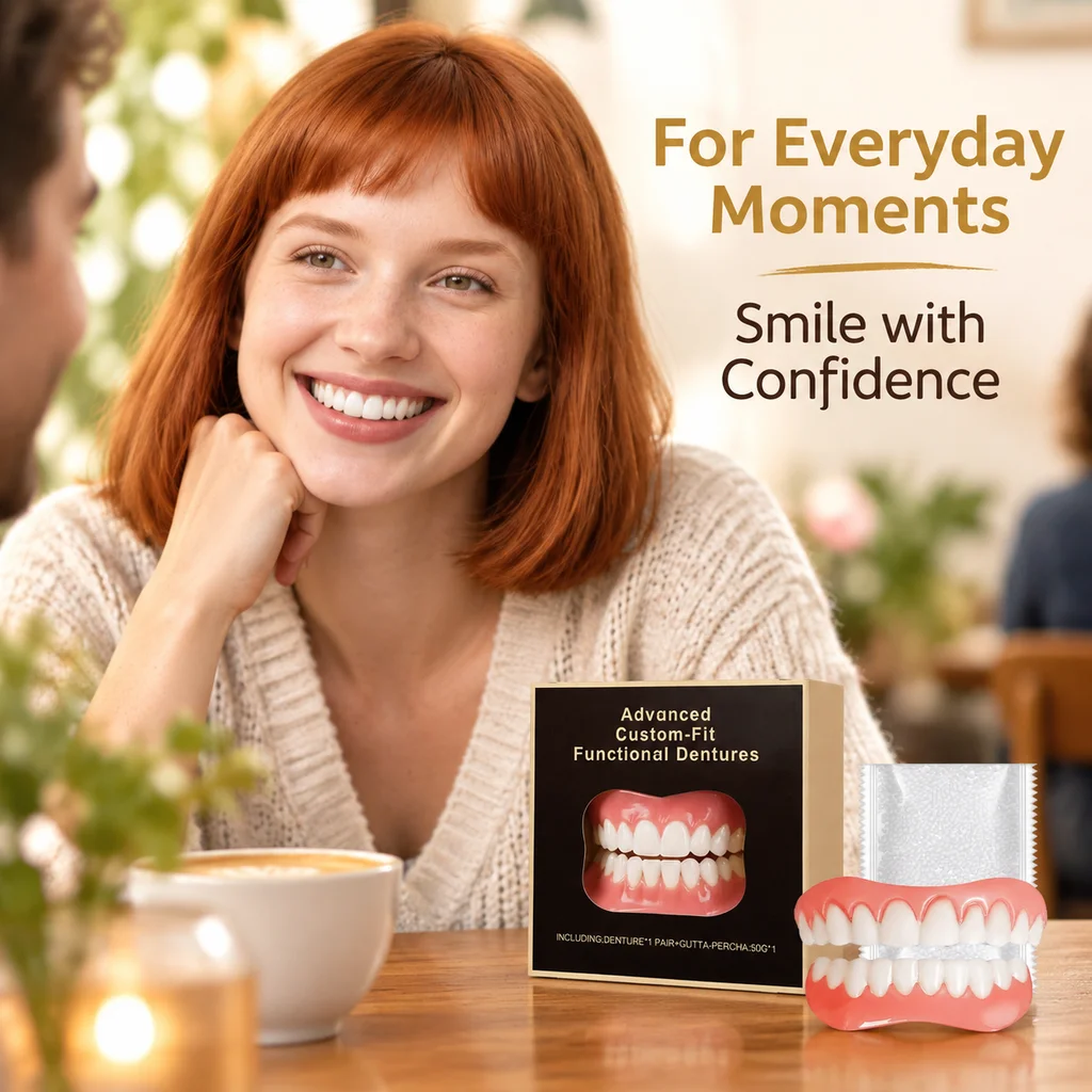 Full Denture Fake Teeth For Missing Uneven Teeth Temporary False Teeth Kit Natural Silicone Upper Lower Veneers Paste Kit
