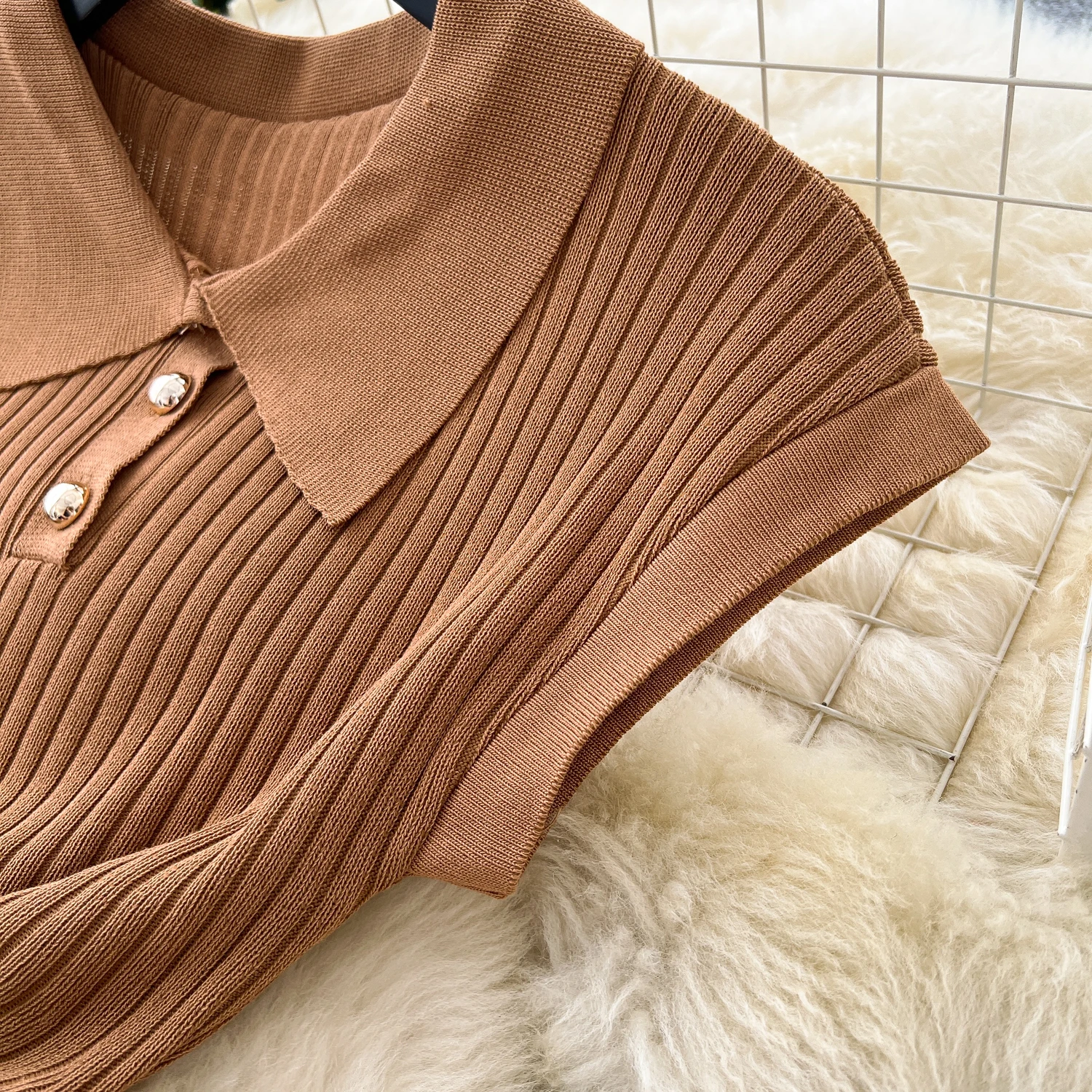 Schickes Vintage-Kurzarm-Strickknopf, schlank, elegante Fee, koreanische Mode, Boho-Sommerkleid, Damenbekleidung, langes Kleid