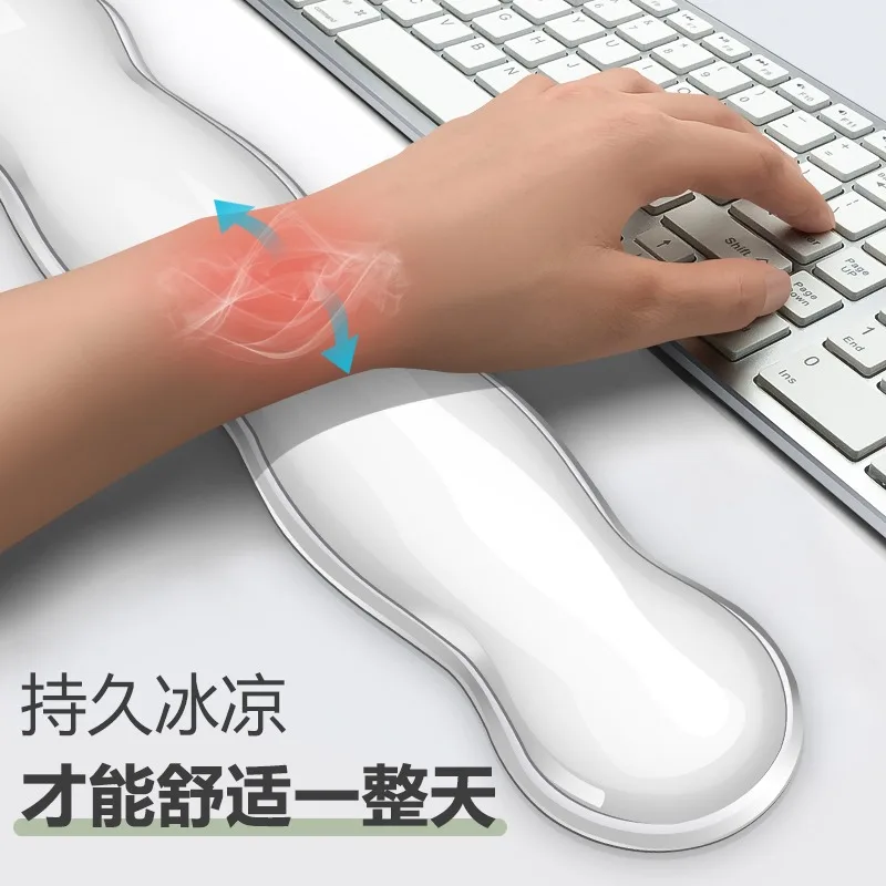 Mouse pad with wrist rest, keyboard rest, anti slip silicone transparent desktop office game console, mouse wrist rest