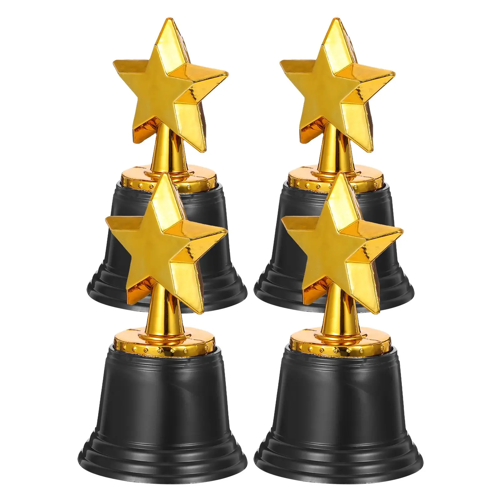 

4Pcs Mini Trophies Award Ceremony Favors Gold Star Plastic Base Kids Party Prizes Game Rewards Commemorative Supplies
