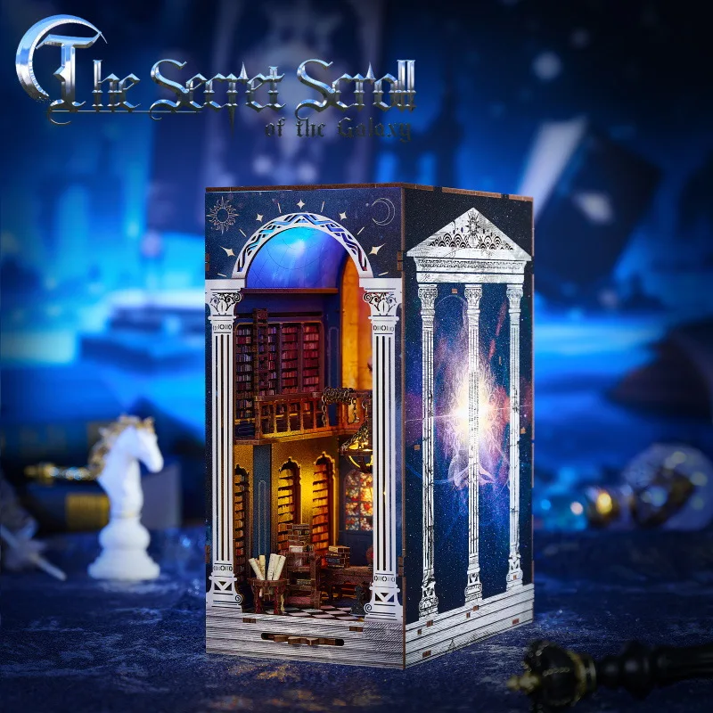 3d Wooden Model Bookshelf Kits Diy Miniature Book Nook Shelf Insert The Secret Scroll Of The Galaxy Bookends Birthday Toys Gifts