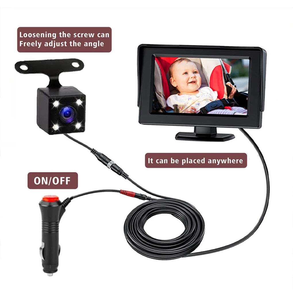 Cámara inalámbrica para bebé, videocámara de vigilancia con pantalla de 4 y 3 pulgadas para asiento trasero infantil