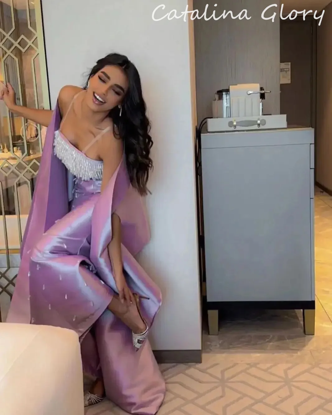 2-Piece Jacket Prom Dresses 2024 Modern Lavender Luxury Evening Dresses Elegant Crystal Saudi Arabia Women's Formal Party Dress