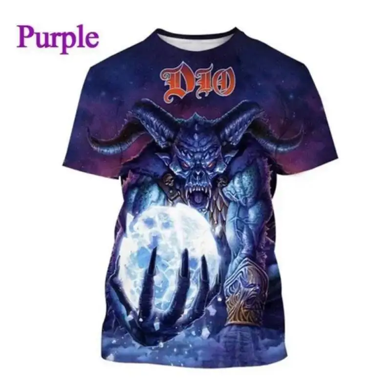 Fashion Men Clothing New Heavy Metal Rock Dio Band 3D Print T-shirt Hip Hop Street Unisex Oversized T Shirt Harajuku Tops Tees