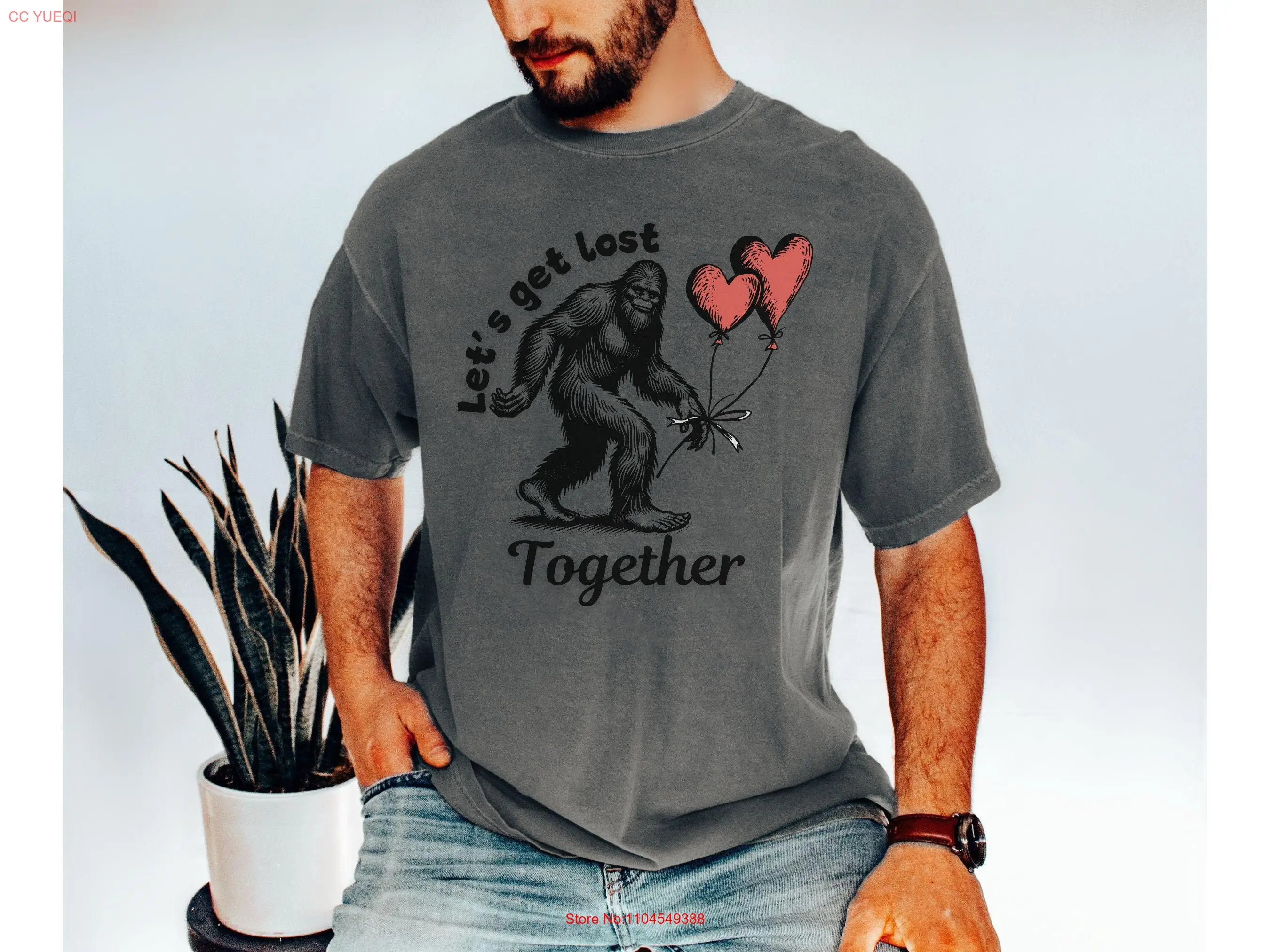 

Bigfoot Valentine T Shirt Funny Valentines Day For Him Comfort Colors Heart long or short sleeves