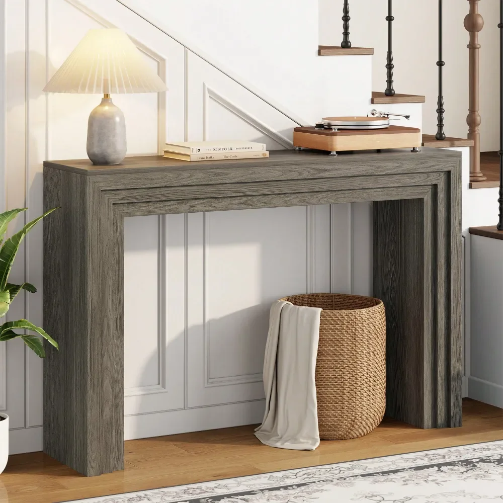 

Oak Entryway Table, 43 Modern Console Table With Storage, Narrow Sofa Table Behind The Couch, Accent For Living Room, Hallway F