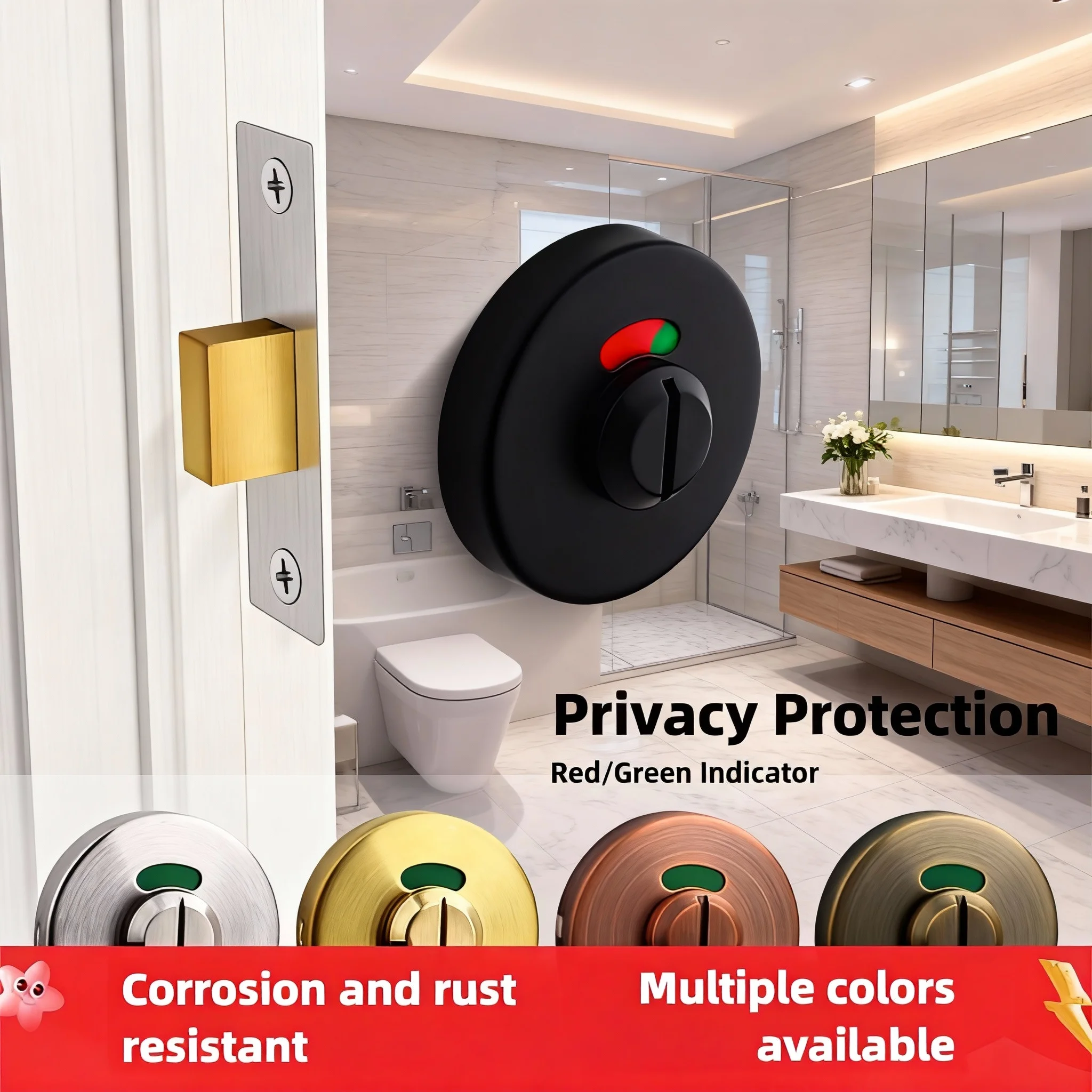 

Indicator Door Lock Public Toilet WC Hardware Bolt Latch For Bathroom Stainless Steel Deadbolt Office Dressing Room