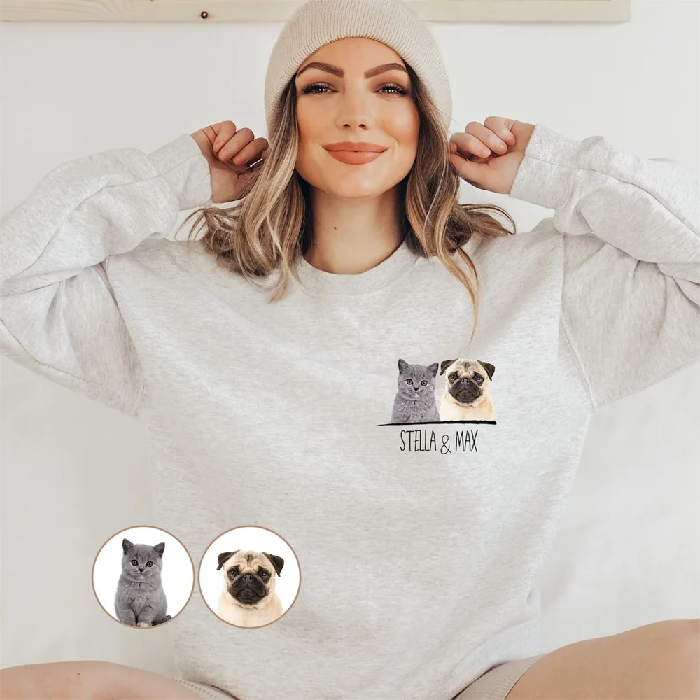 Custom Pet Sweater Dog Drawing From Photo Portrait Sweater Personalized Dog Pullover Custom Cat Sweatshirt Dog Mom Gift Dog Love