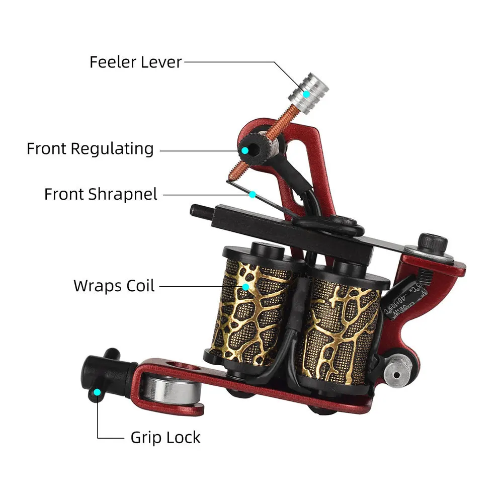 

Железная машина для татуировки, обертка для катушек, 10 катушек, лайнер для татуировки «сделай сам», шейдер, оборудование для боди-арта, портативный, легкий, низкий уровень шума, низкий уровень шума