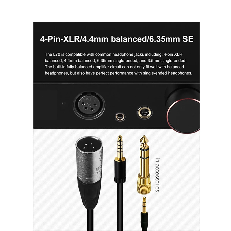 TOPPING L70 Full Balanced NFCA Headphone Amplifier 4Pin XLR/4.4 Balanced/6.35mm SE Output Amp with Remote Control