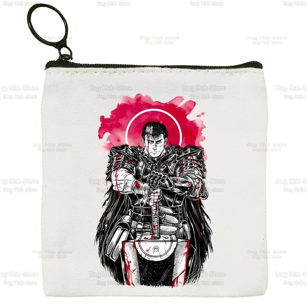 Berserk Vintage Manga Female Student Canvas Cute Key Bag Mini Clutch Small Purse Guts Griffith Cool Manga Simple Coin Purse