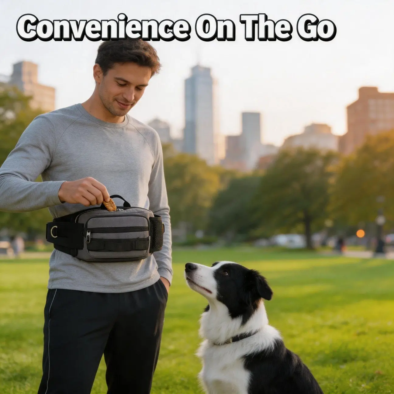 Classic Pet Leash Waist Bag With Dog for Camping Hiking