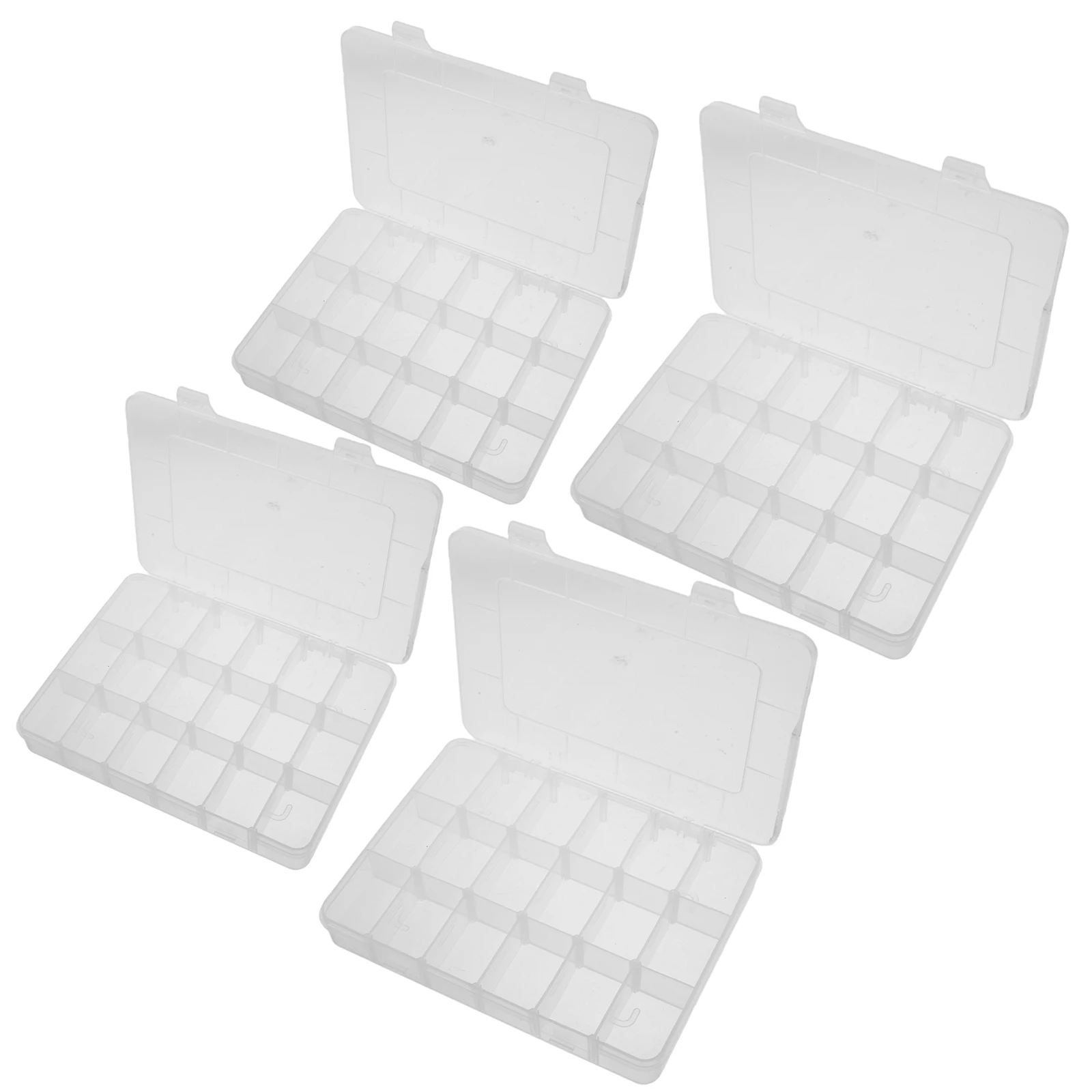 

4Pcs Multifunctional Jewelry Storage Organizer Box Adjustable Dividers Clear Plastic Compartment Organizer for Screws Beads