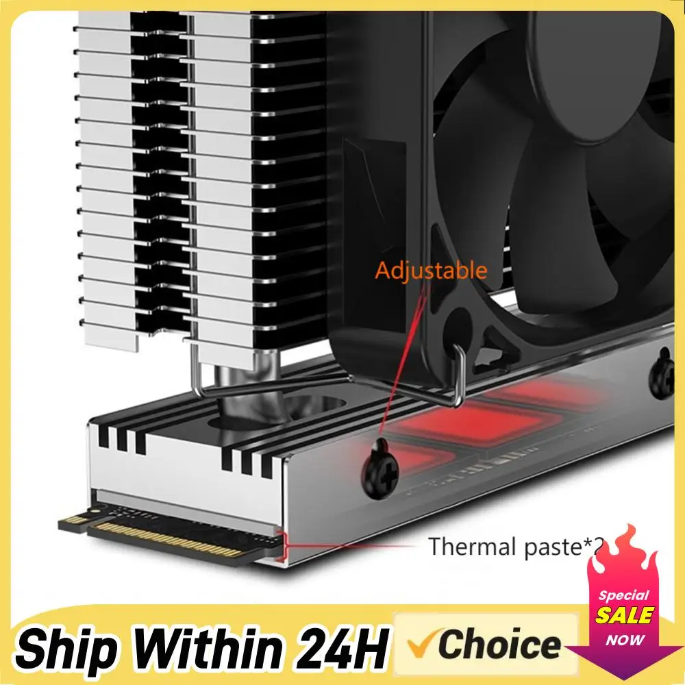 

M.2-THREE M.2 2280 SSD Heatsink with 6010 Fan Solid State Drive Radiator PCIe4.0/5.0 SSD Cooler Cooling Thermal Pad for PC