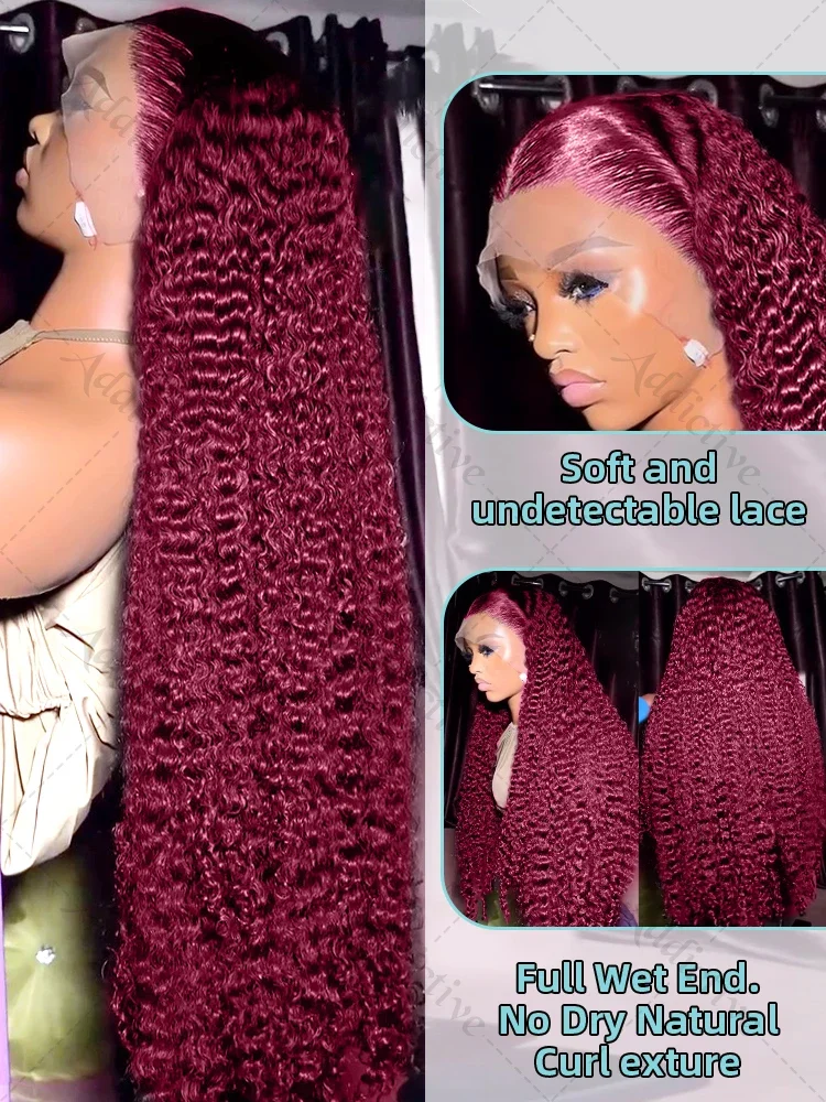 32 بوصة 99j بورجوندي 13x6 Hd الدانتيل أمامي باروكة من شعر طبيعي أحمر اللون ريمي شعر مستعار 13x4 الدانتيل الشفاف مجعد موجة عميقة شعر مستعار أمامي