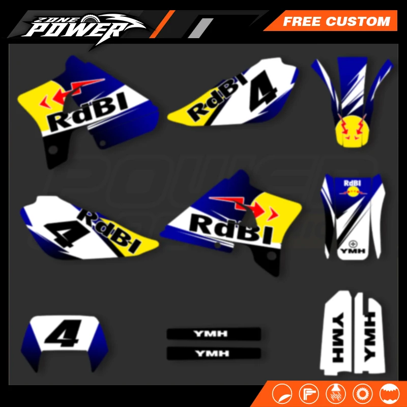 Powerzone Motorcycle Graphic Background Adhesive Decals Sticker For Yamaha DT200WR 1993 1994 1995 1996 1997 Number Name Custom