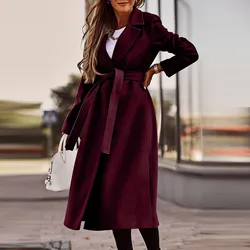 ladies trench Popular 2023 high end elegant coat women casual long bathrobe style outerwear autumn winter coat for female