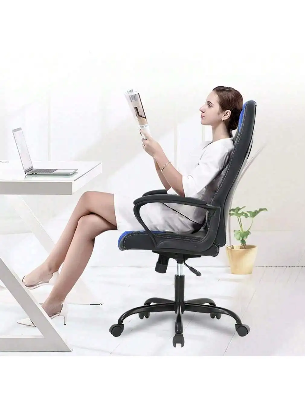 Office Chair PC Gaming Chair Cheap Desk Chair Ergonomic PU Leather Executive Computer Chair Lumbar Support For Women, Men