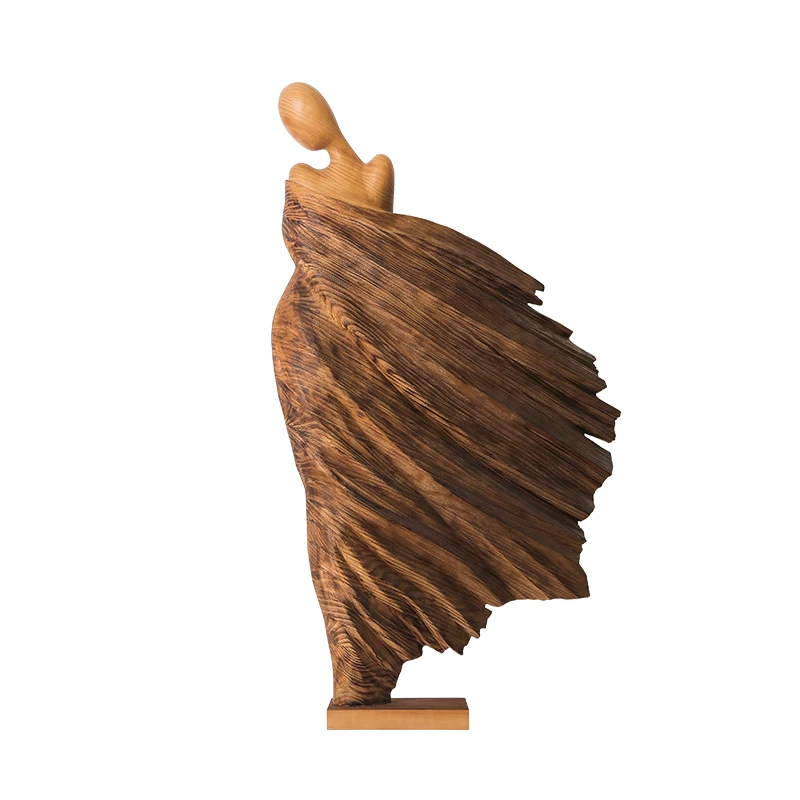 

Hotel Lobby Large Wood Carving Goddess Statue Floor Ornament Villa Club Abstract Figure Sculpture Artwork