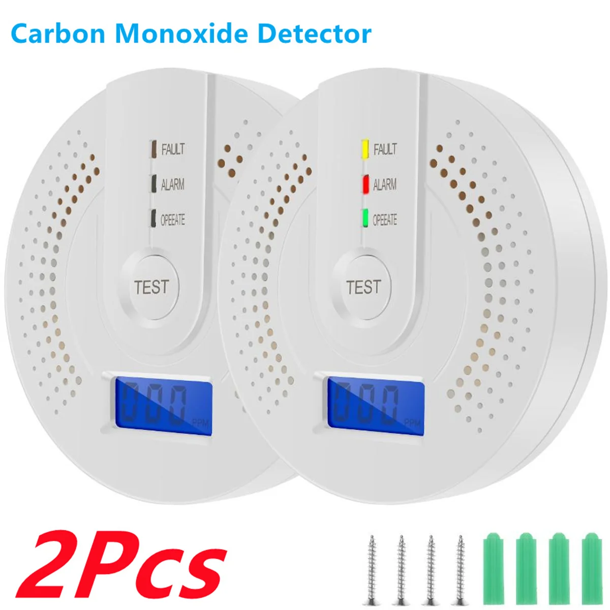 High Sensitivity Carbon Monoxide Detector CO Alarm Electrochemical Sensor LCD Display 85dB Loud Warning Detector for Home RV