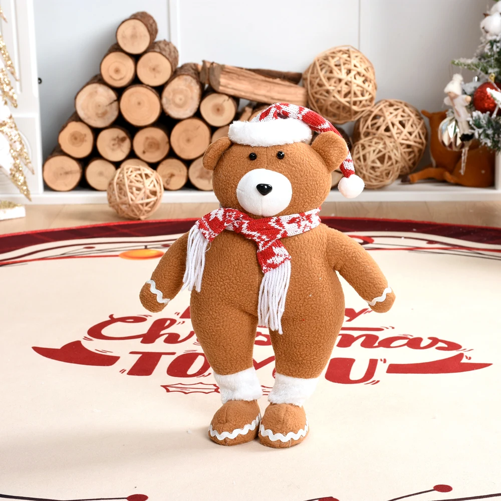 1pc Cute Bear Christmas Doll Christmas Tree Pendant  Plush Toy New Year Party Decoration for Home Christmas New Year Gifts