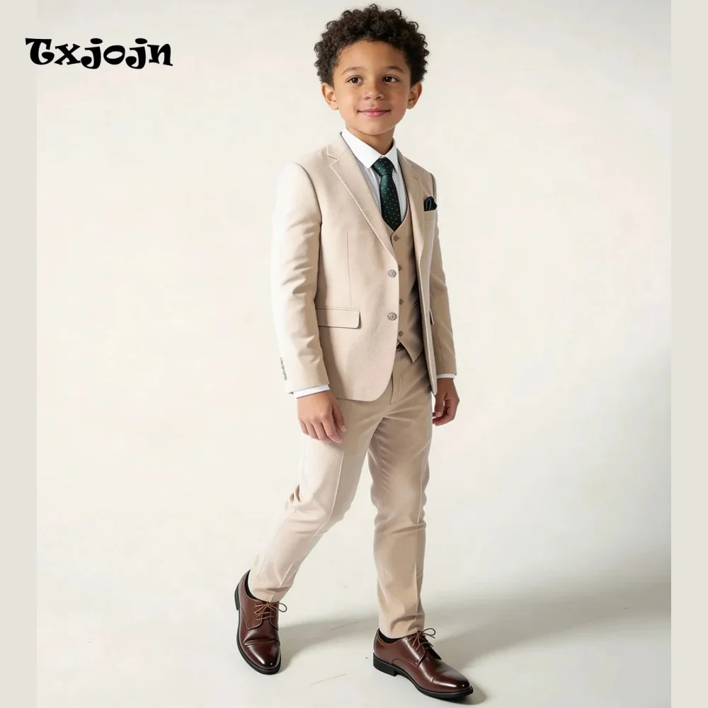 Trend Boys Suit 3-piece Set Formal Tuxedos Pointed Collar Jacket Classic 2-16 Year Tailored Blazer Pants Vest for Party Events