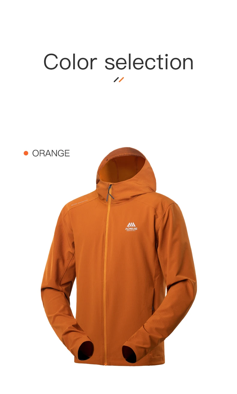 AONIJIE FM5207 Men Windproof Jacket Autumn and Winter Windproof Warm Outdoor Water-repellent Hiking Top Hooded Running Jacket