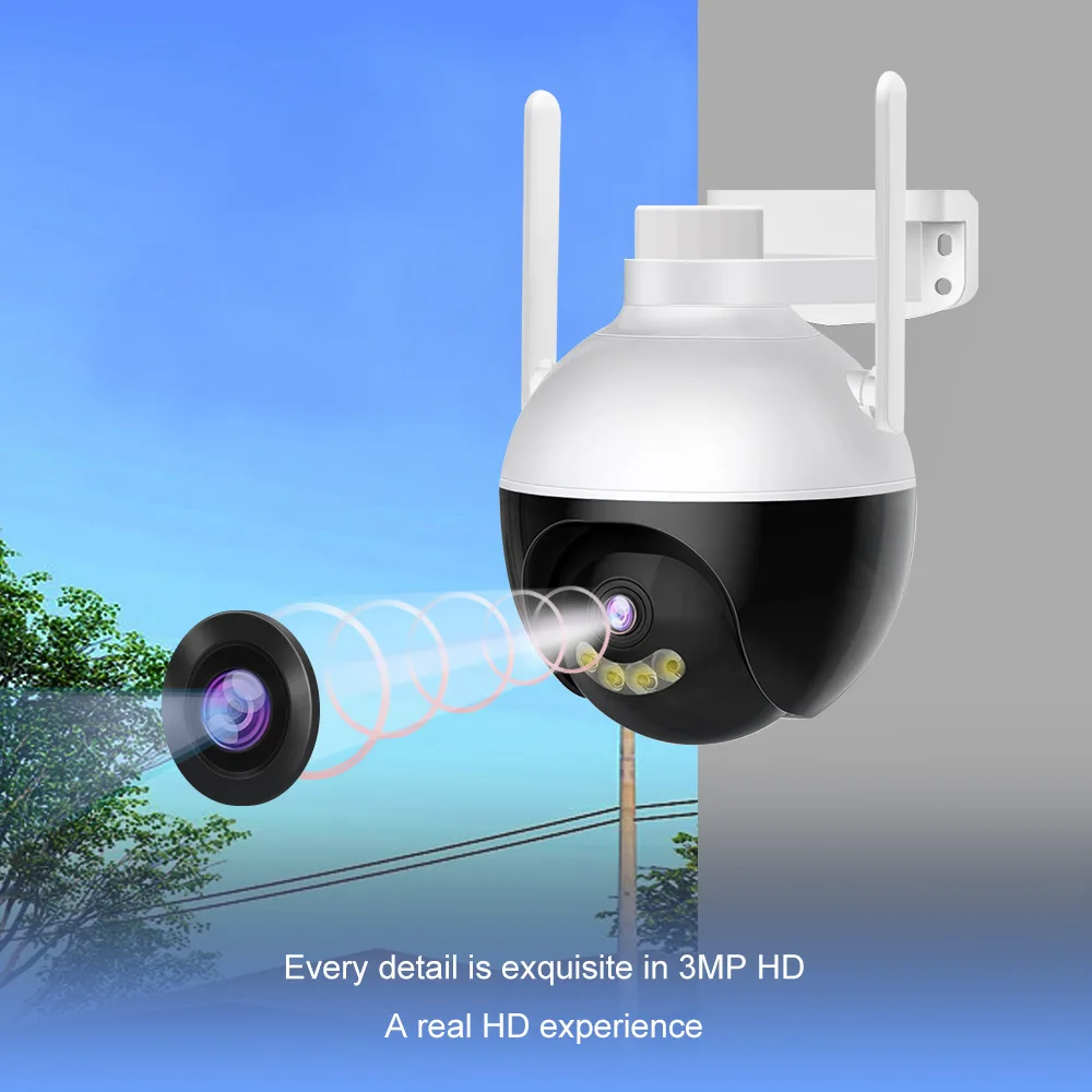 3MP 1296P V380/iCsee APP Full Color Wireless PTZ IP Dome Camera AI Humanoid Detection Home Security CCTV Intercom Baby Monitor