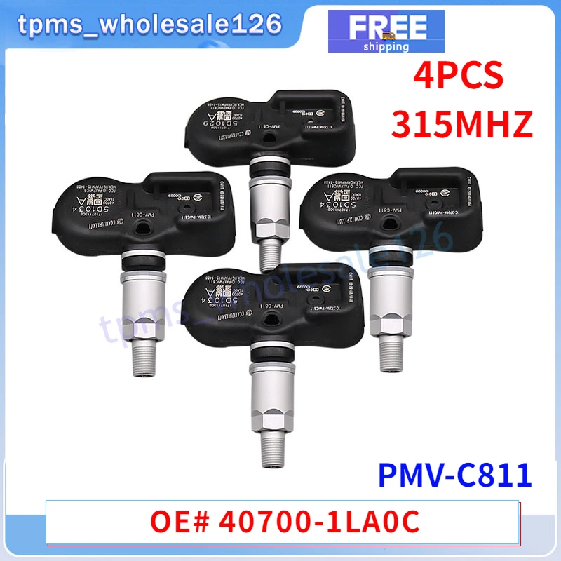 4PCS Tire Pressure Sensor PMV-C811 For INFINITI EX35 FX37 FX50 M56 Q40 QX70 NISSAN 370Z LEAF TPMS 315MHZ 40700-1LA0E 40700-1LA0C