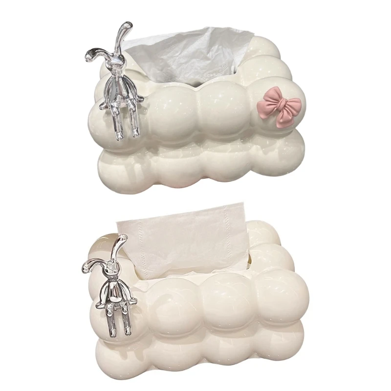 

Tabletop Napkin Holder with Adorable Rabbit Feature Sturdy Tissue Dispenser Dropship