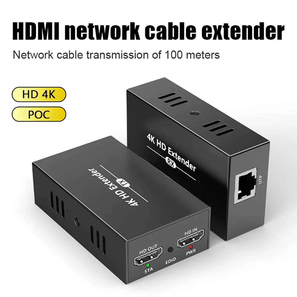 

HDMI Extender 4K@30Hz Transmission of 100 meters (328 feet) support for EDID function POC power supply for multimedia teaching