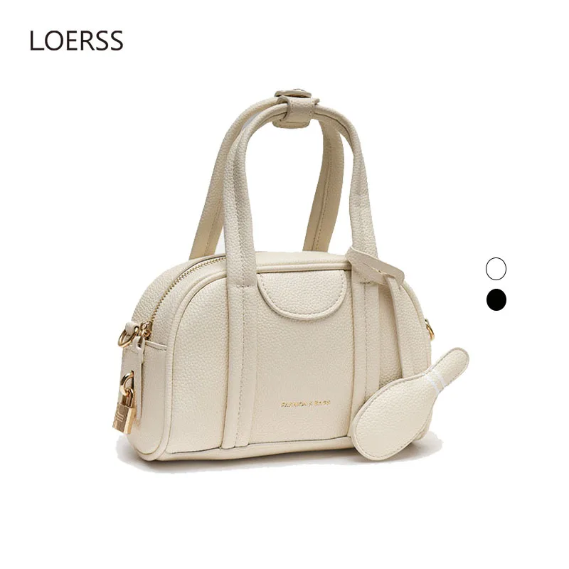 Loerss Casual Bowling Damen Taschen Mini Reiß verschluss tasche einfarbige Umhängetasche neue Designer Geldbörsen und Handtaschen für Frauen