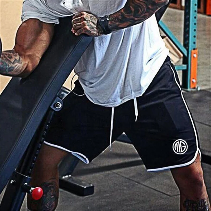 Mens Running Short Quick Dry Polyester Mesh Gym Workout Short With Pockets Drawstring Bodybuilding Jogging Beach Basketball Pant