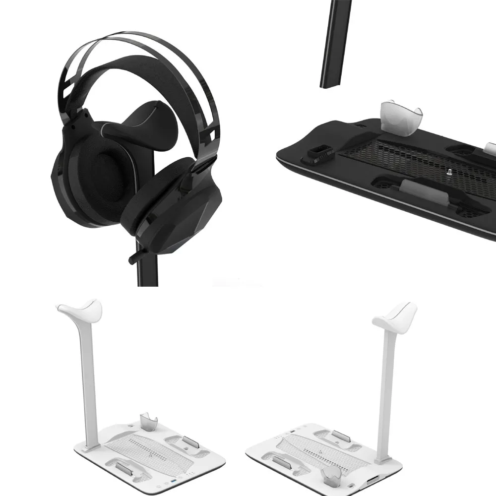 

Узкая стойка для хранения для хоста PS5, многофункциональная база с рассеиванием тепла, игровой контроллер, зарядка, зарядка и диск, белый, черный
