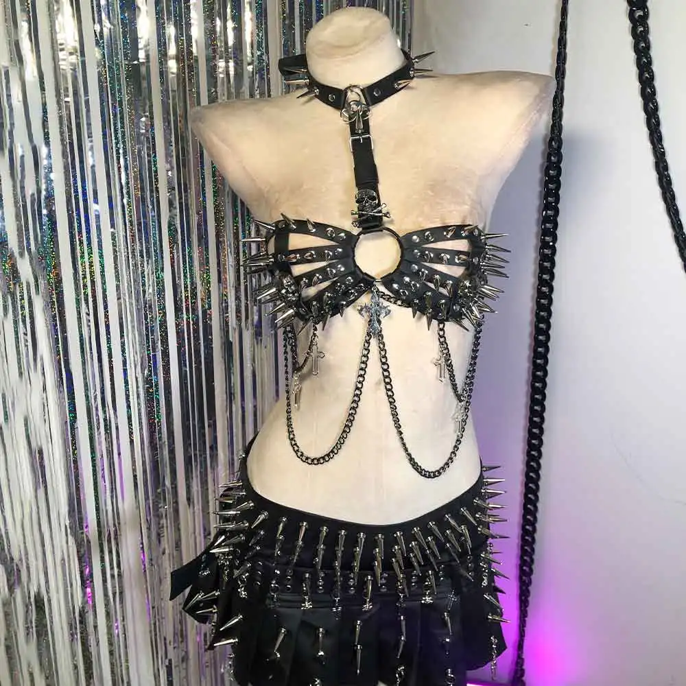 Cross Goth Eco Hand Made Grunge Gothic Tank Emo Club Wear E-Girls Harajuku Teen 90s Y2K TOPS DIY Kawaii Skull Punk Rock