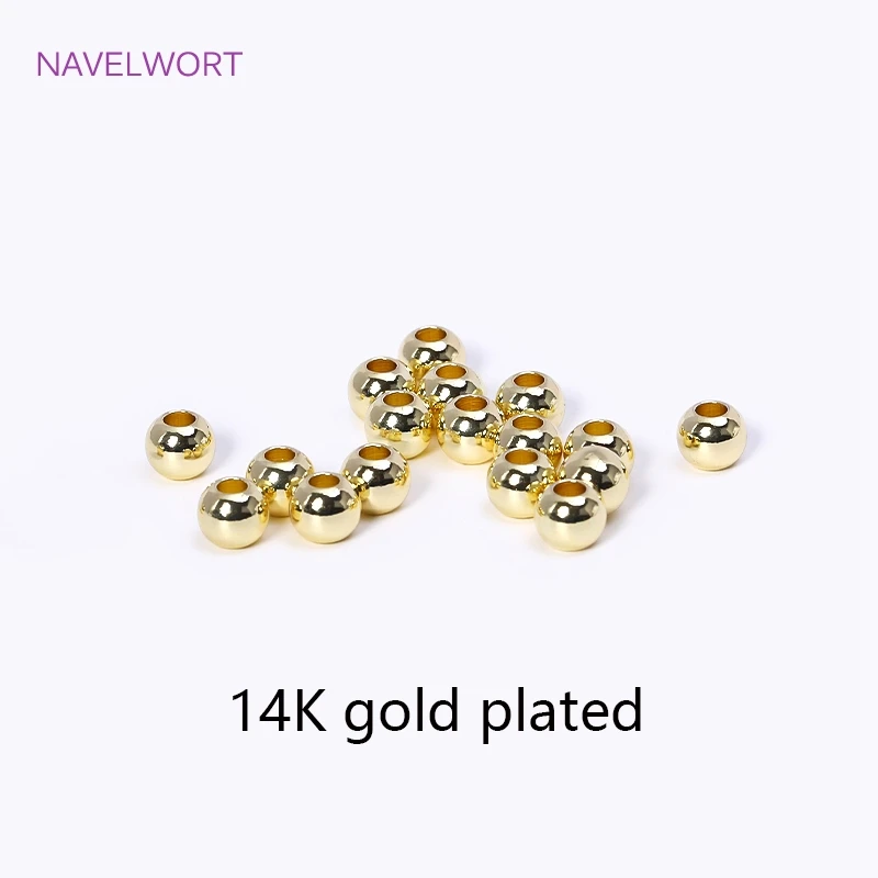 2/2,5/3/4/5/6 mm 18 Karat vergoldete lose Perlen aus Messing, runde Distanzperlen für Armbandherstellung, Zubehör für Schmuck – Detail 23