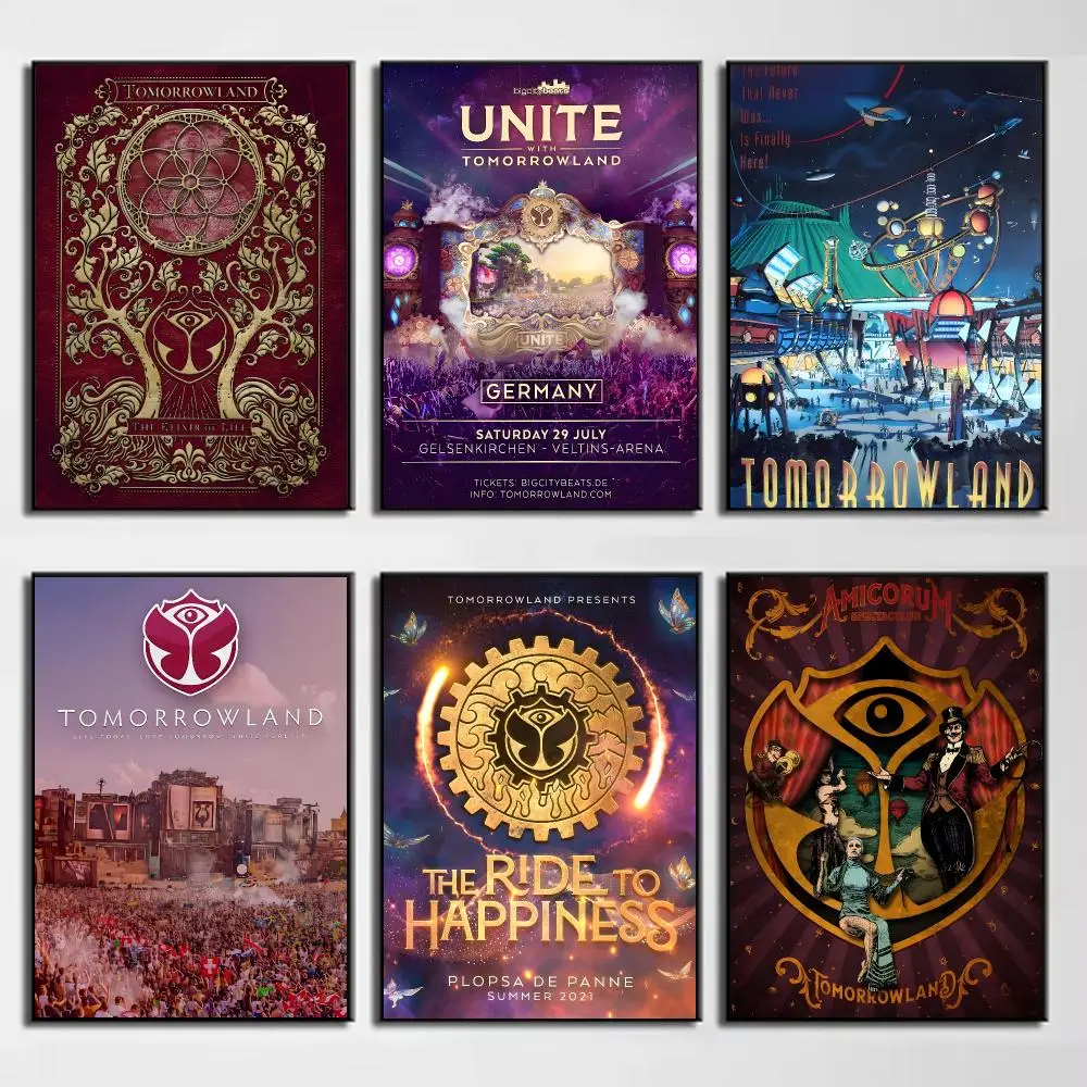 Vibrant Music Festival T-Tomorrowland Poster Wall Decor for Young Collectors, Indoor and Outdoor Decor