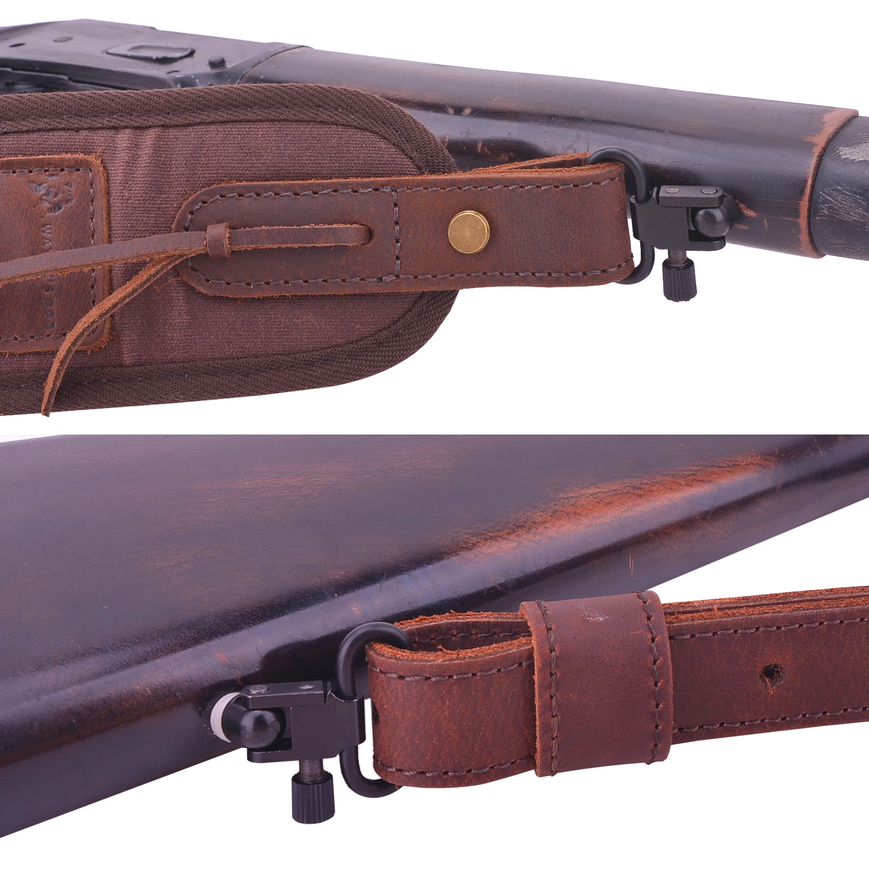 Leather Canvas Rifle Shotgun Carry Strap Ammo Sling Adjustable Gun Belt For Hunting Shooting .308 .22LR 12/16/20GA .357 30/30