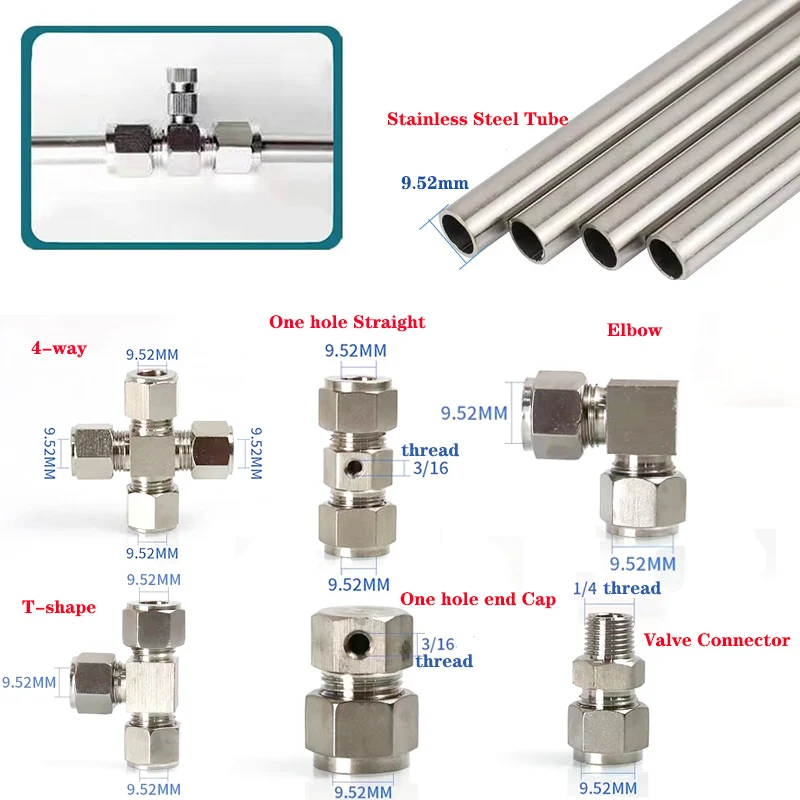 Boquillas de junta recta de codo en t de conector rápido, accesorios de sistema de nebulización de asiento, alta presión, 3/8 \