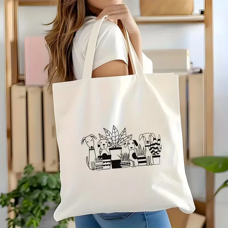 Cute Cartoon Multi Cat Canvas Tote Bag Adorable Kitten Reading Print Handbag Cat Lovers School Library Coffee Shop Travel
