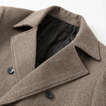 New Winter Men Double Breasted Business Casual Woolen Coats Cashmere Warm Trench Coats Long Jackets High Quality Male Overcoats 4