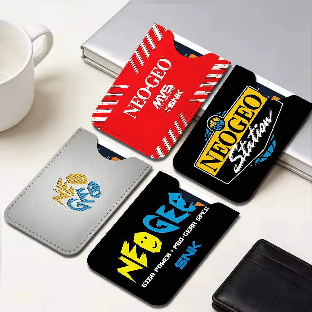 S-SNK N-Neogeo Neo Geo Ultra Slim Men Leather Mini Wallet Lightweight Credit Bus ID Card Holder Case for Daily Business Use