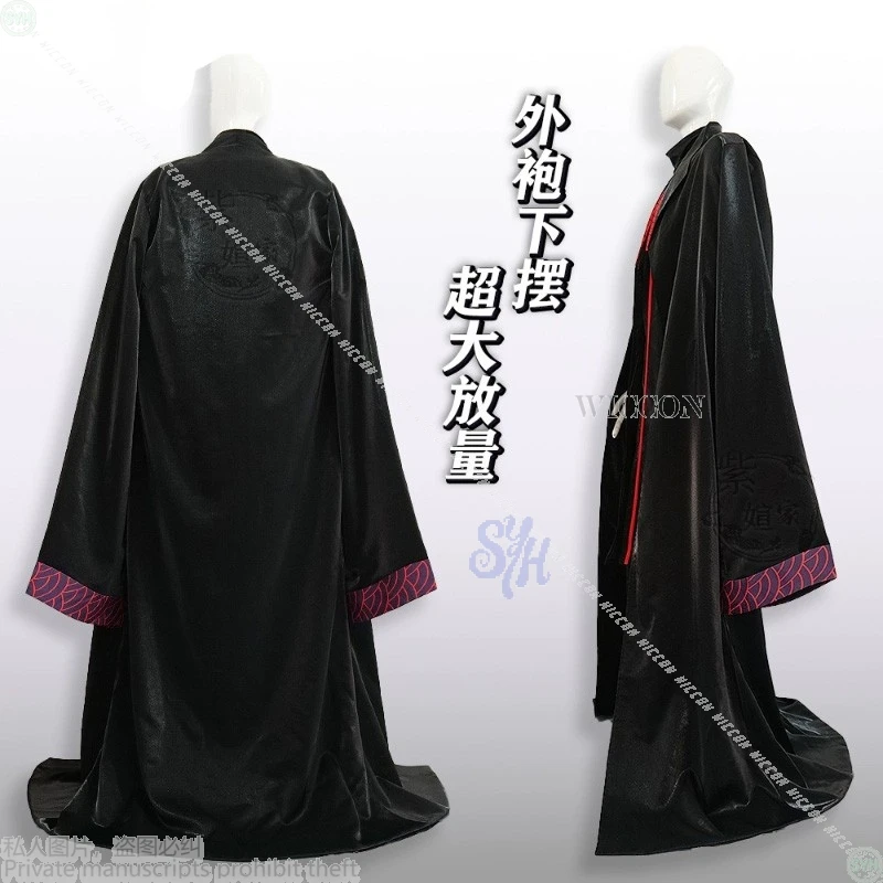 شركة ليمبوس جيا تشيو أزياء تنكرية لعبة أنيمي ريترو رداء أسود موحد أحمر داكن نمط النمط الصيني الباروكات حفلة الهالوين #4