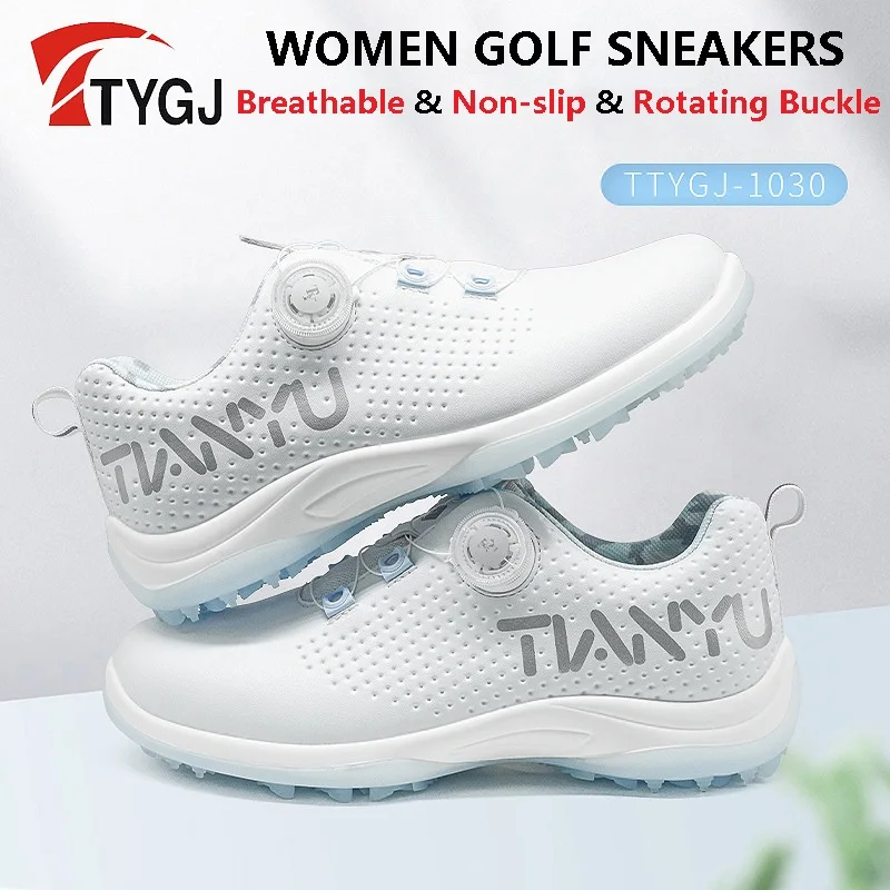 TTYGJ Women Breathable Waterproof Golf Shoes Ladies Quick Lacing Sport Sneakers Women Anti-slip TPU Golf Shoes Casual Footwear