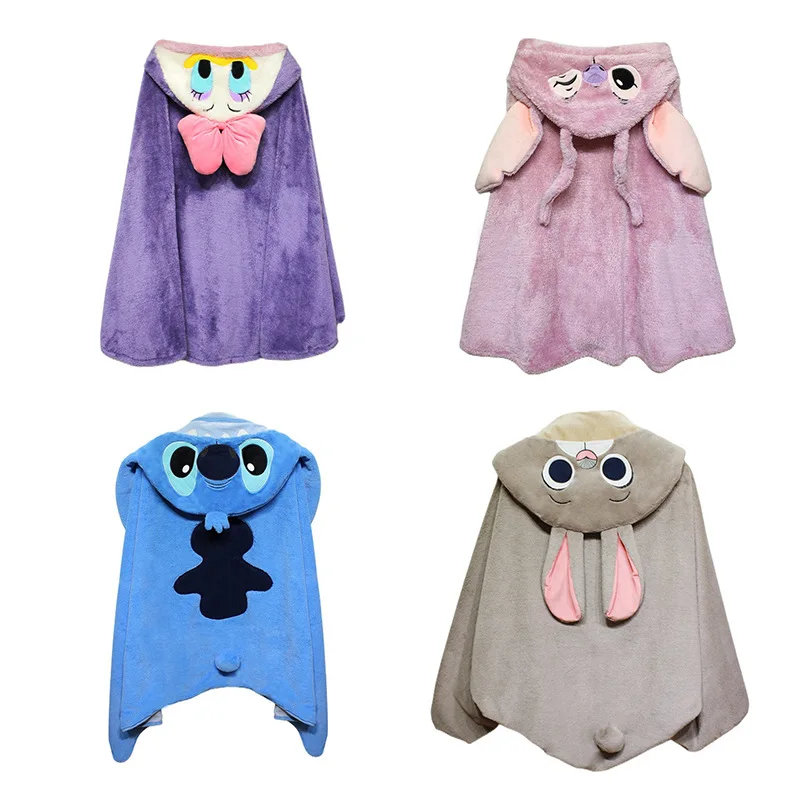 

Disney shawl cover blanket air conditioner lunch blanket cover waist legs lazy four season nap blanket Stitch hooded blanket